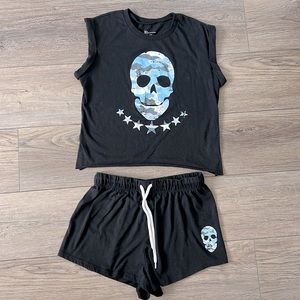 NOBO Black‎ Camo Skull Muscle Tee 2 Piece Set Size M(7-9)